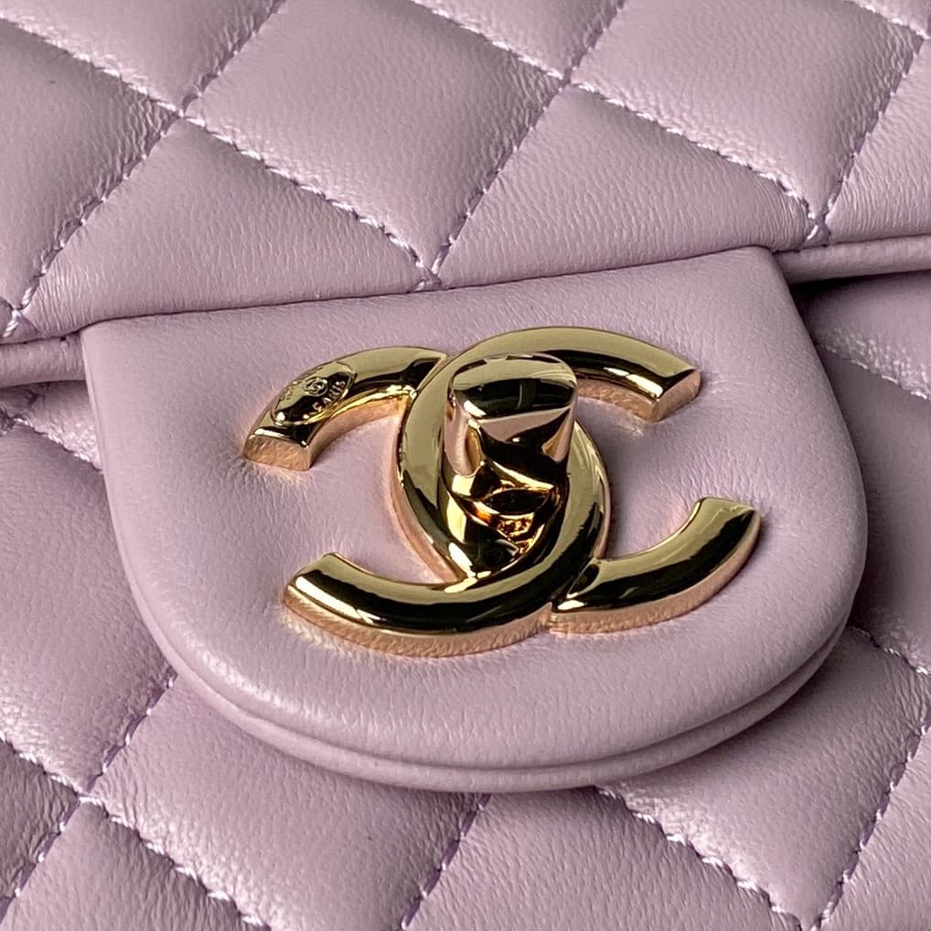 Chanel Mini Classic Flap Bag Lambskin & Gold-Tone Metal AS5758 Light Purple High