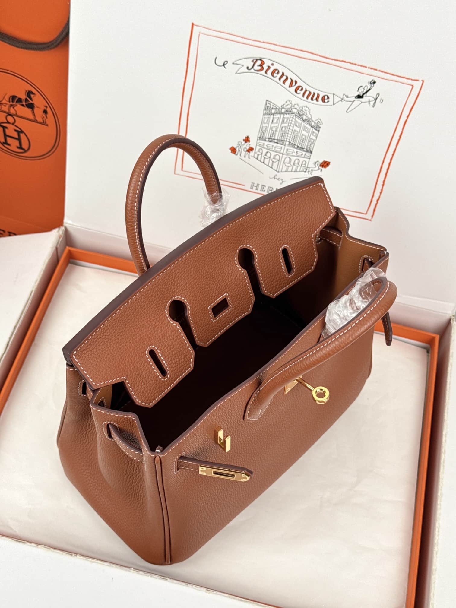 Hermes Birkin 25/30 Bag Togo Calfskin Leather Gold High