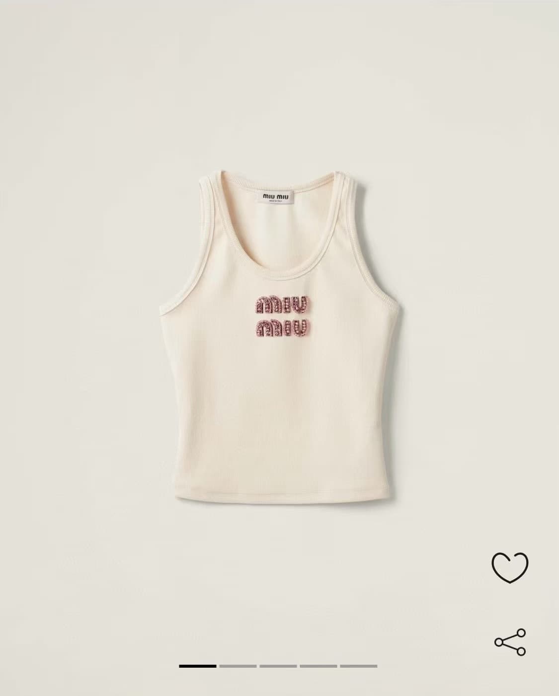 MIU MIU Ribbed jersey top with embroidered logo