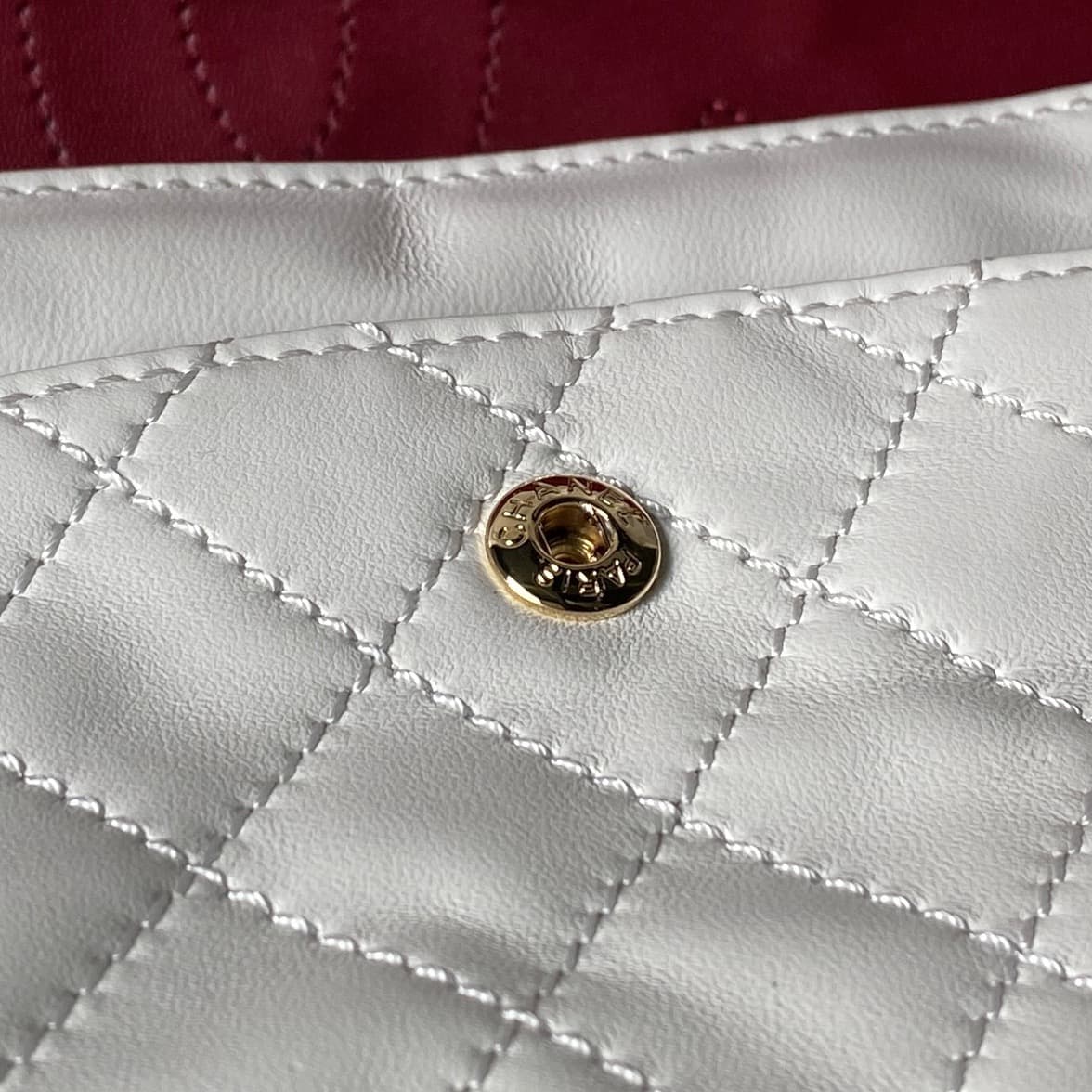 CHANEL Large 2.55 Handbag Aged Calfskin & Gold-Tone Metal White & Burgundy A37587 A