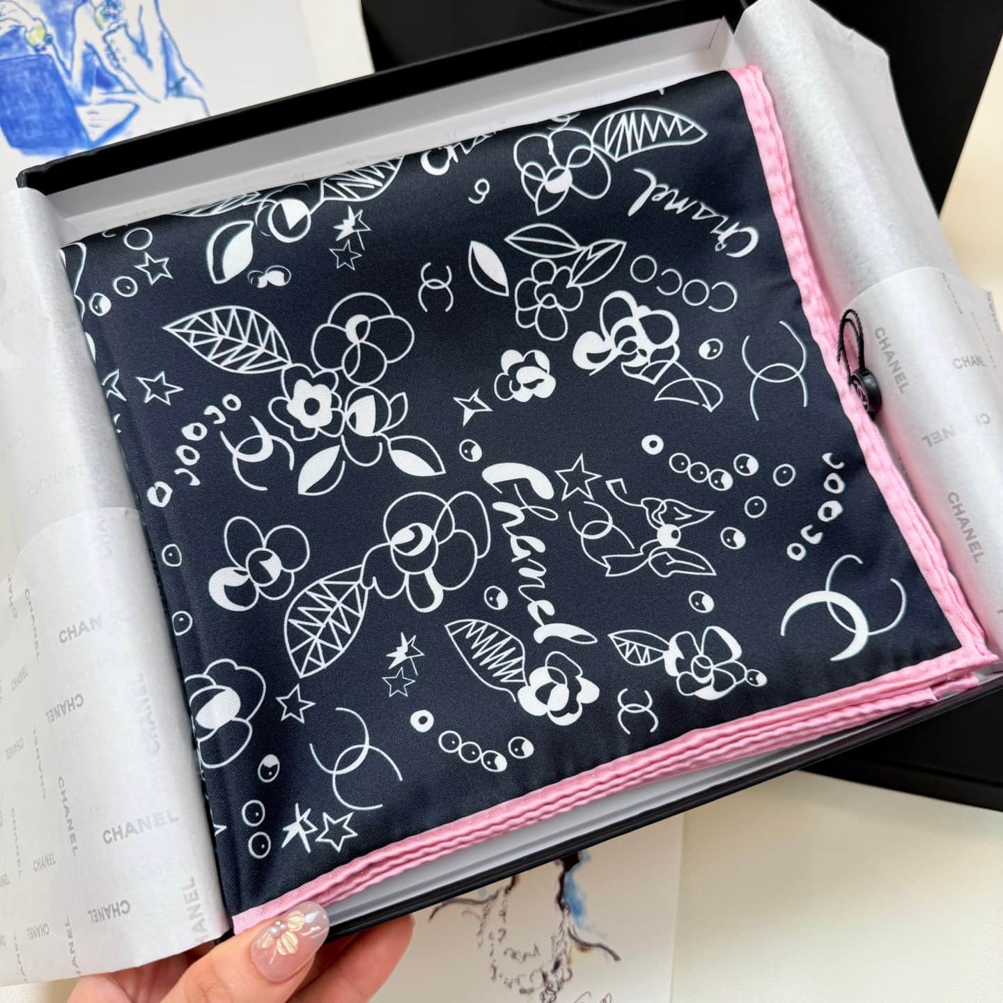 Chanel Graffiti Print scarf