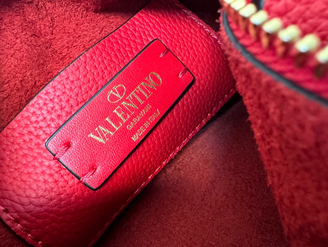 Valentino Garavani Mini Rockstud crossbody bag in Red Grained Calfskin High