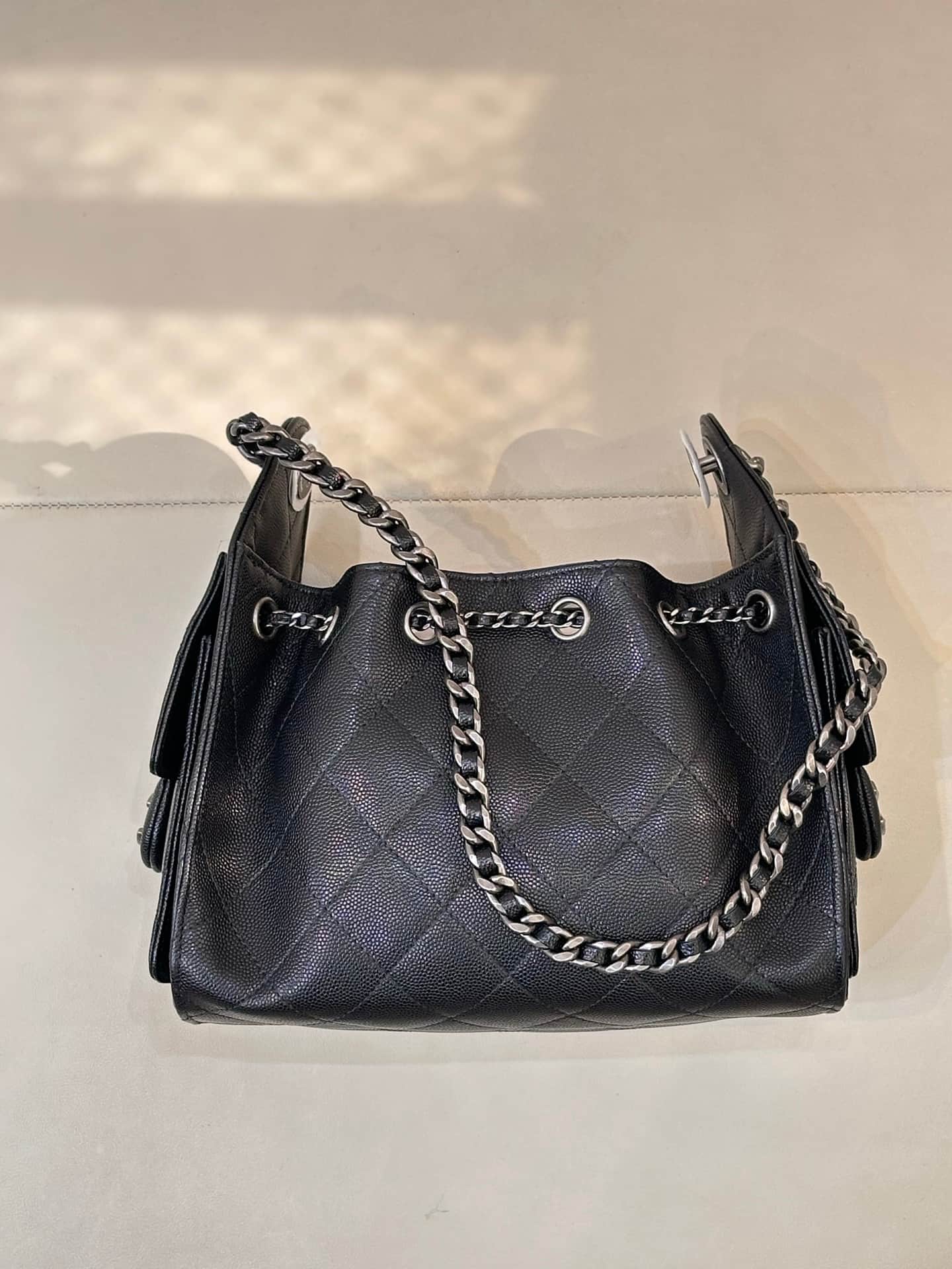 CHANEL 25 Mini Handbag AS5631 Grained Calfskin & Silver-tone Metal Black TOP