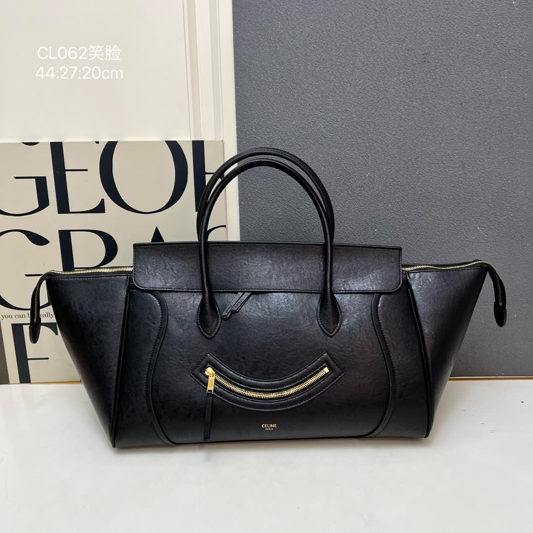 Celine BIG SMILE LUGGAGE IN Natural Supple Calfskin Black High