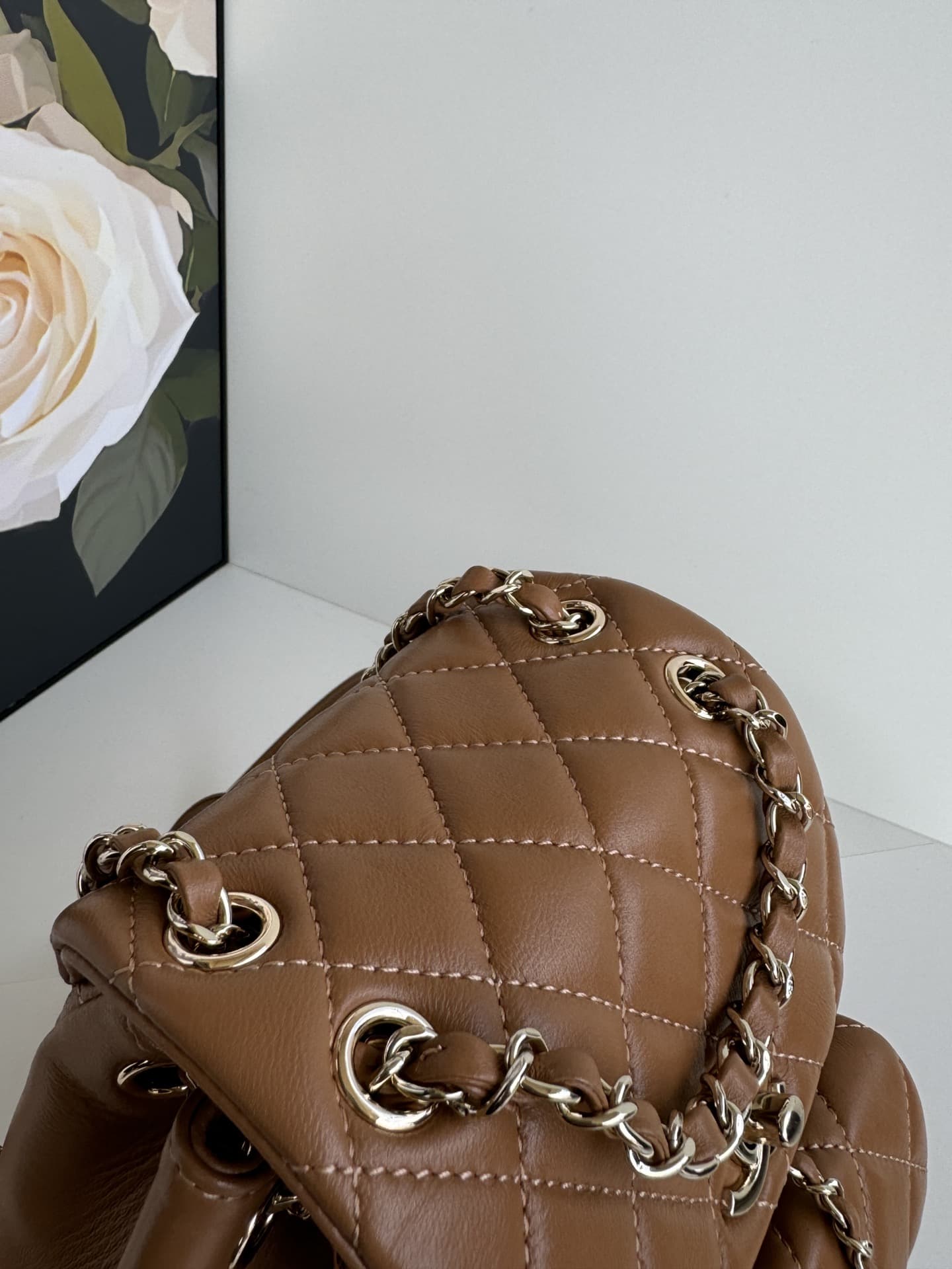 Chanel Small Quilted Duma Backpack Lambskin AS2908 Caramel High