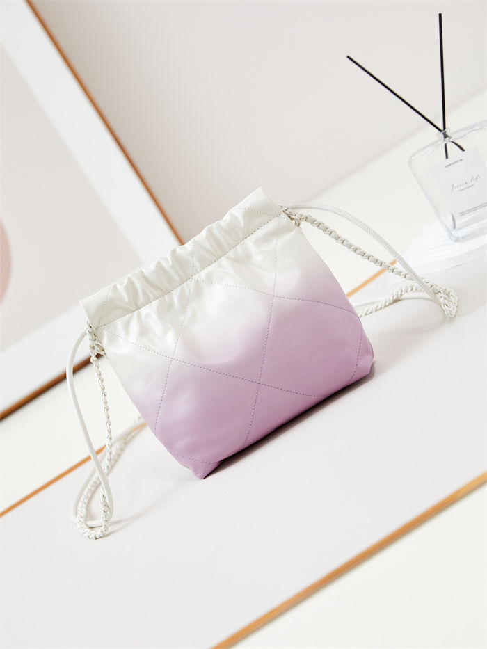 Chanel 22 MINI HANDBAG Patent Gradient Calfskin & Lacquered Metal Purple AS3980 A