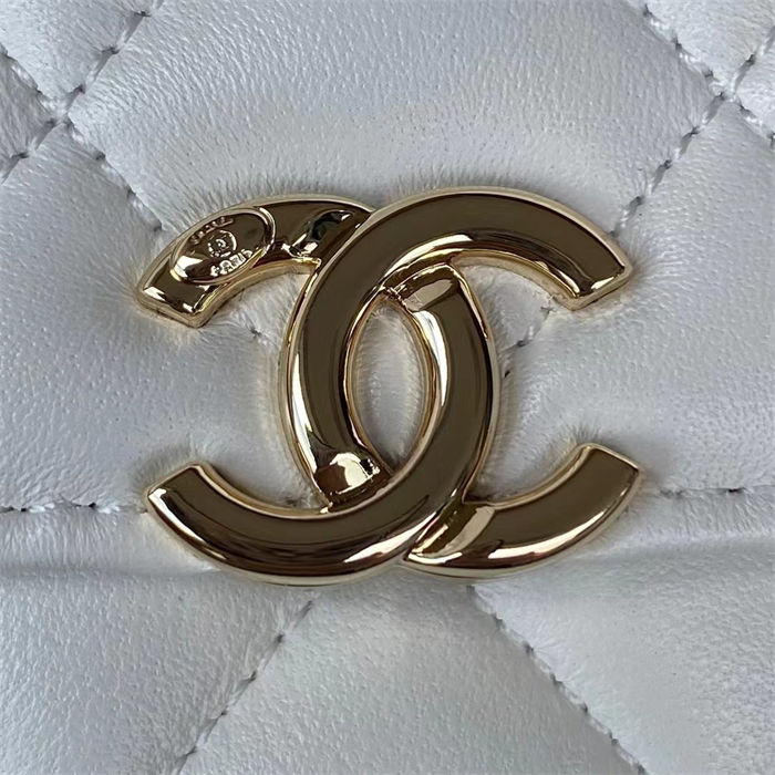 Chanel Wallet on Chain With Handle AP2844 Lambskin & Gold-Tone Metal White A