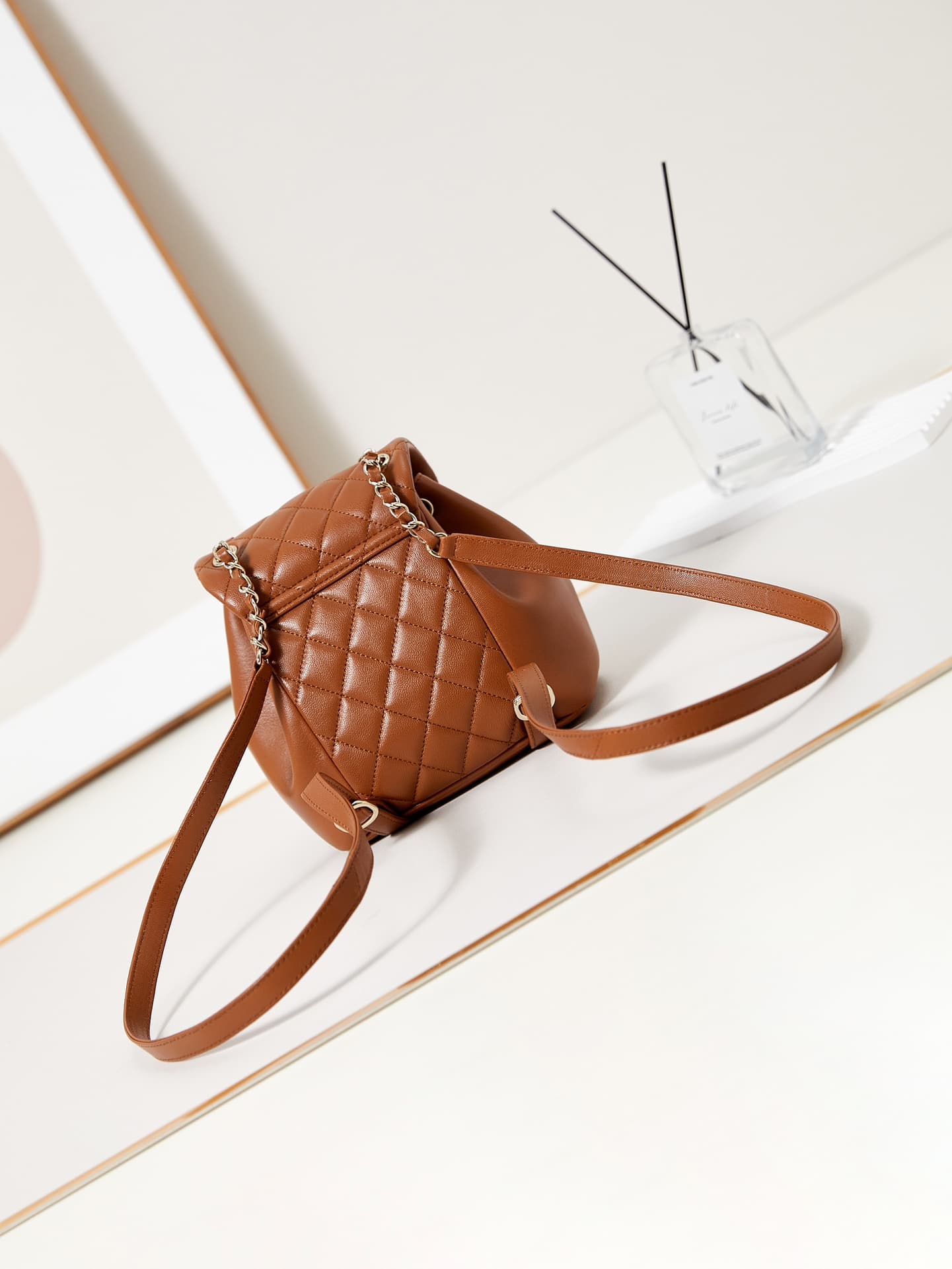 Chanel Small Quilted Duma Backpack Lambskin AS2908 Caramel A
