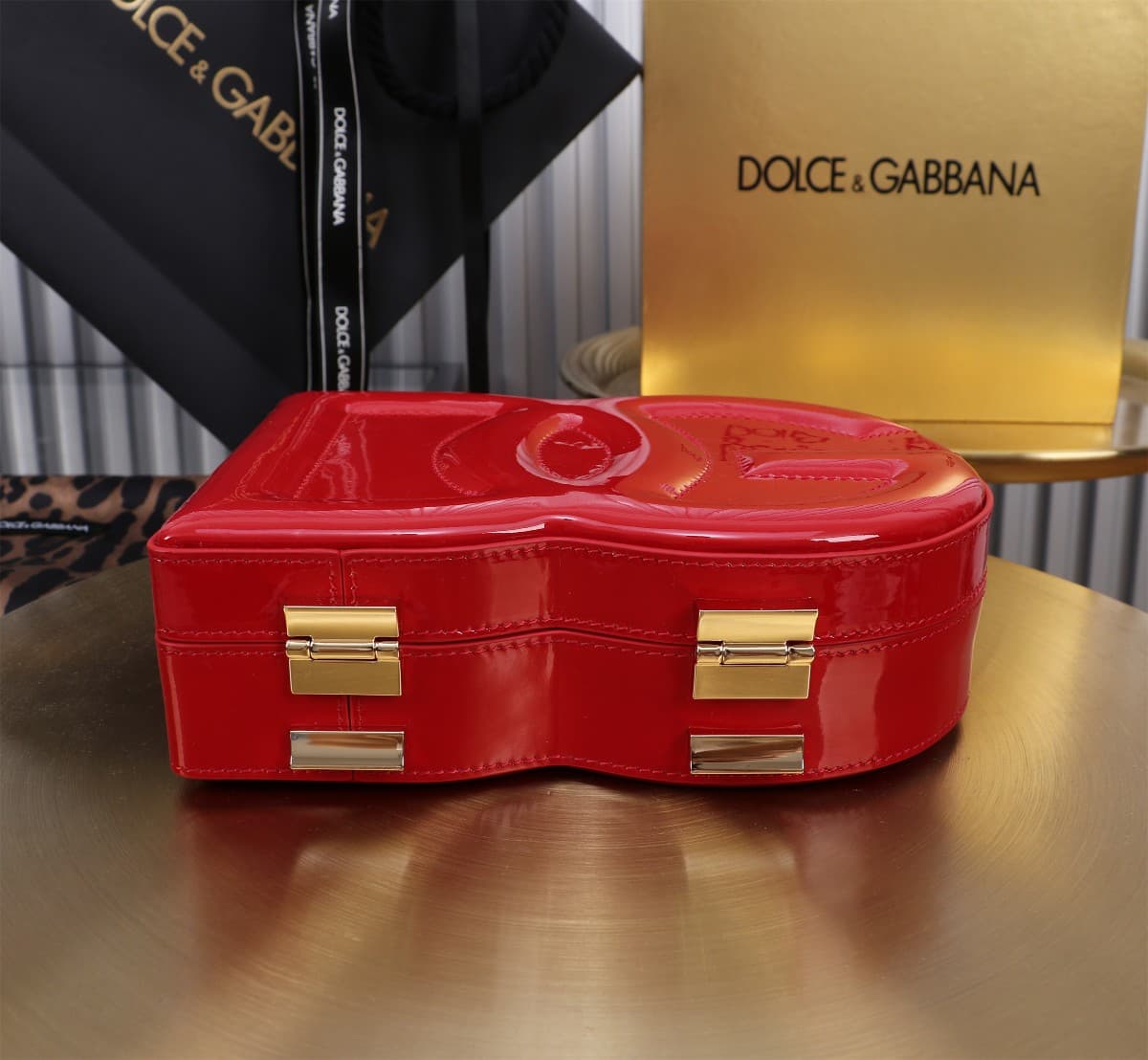 Dolce & Gabbana red patent leather DG Logo handbag high