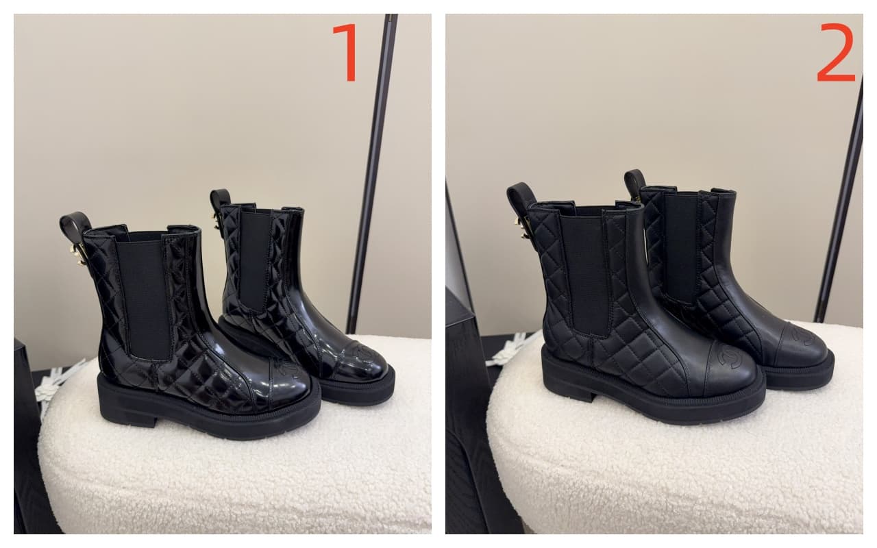 Chanel Oily Calfskin Quilted Low Boots Shoes Women