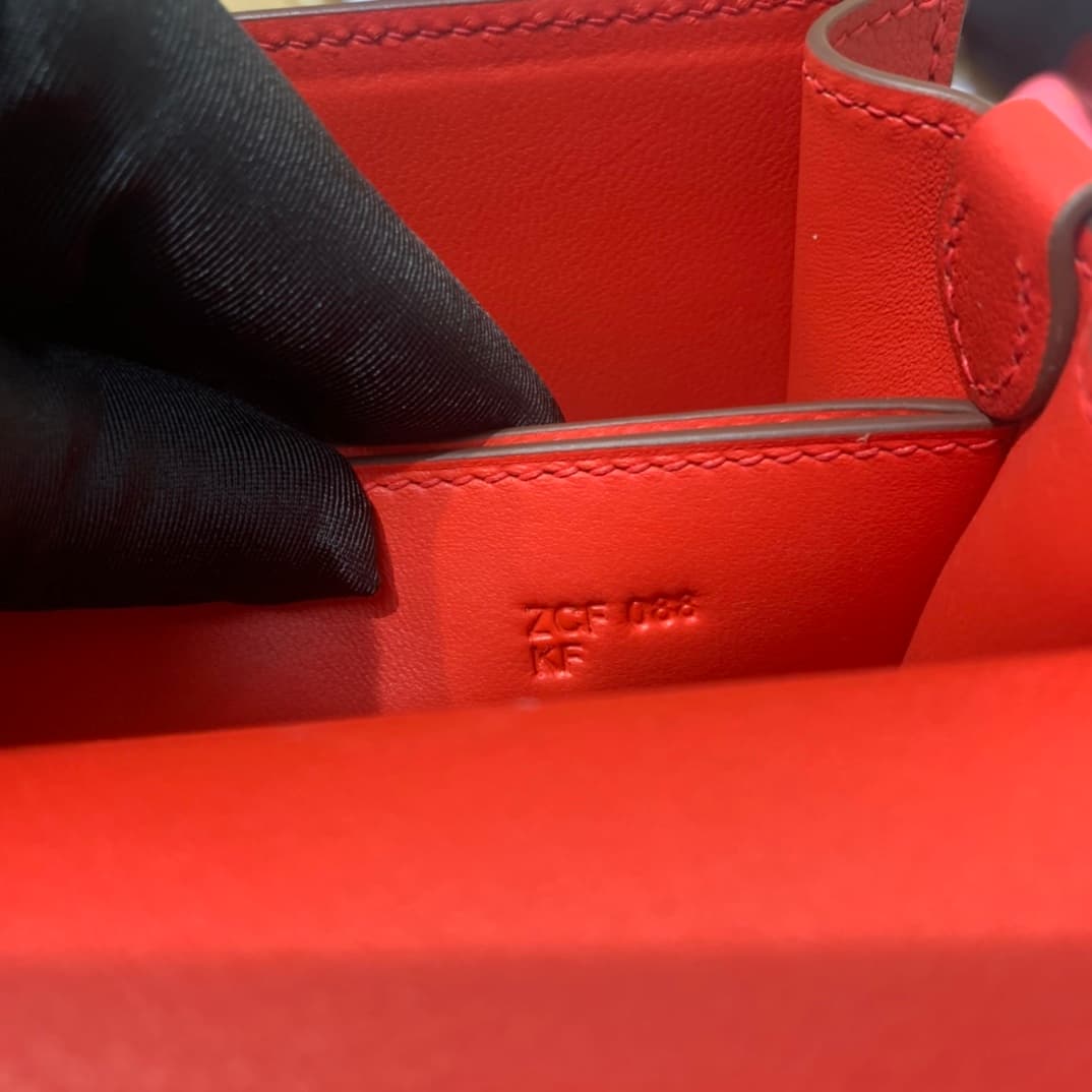Hermes Roulis wallet in Red Calfskin Etoupe WAX Gold/Silver-Metal High