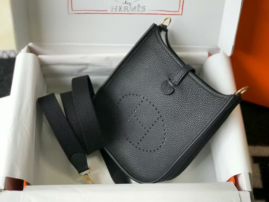 Hermes Evelyne III TPM Mini Bag Togo Leather In Black WAX High