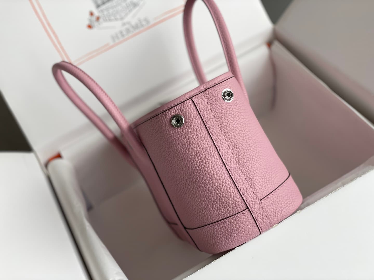 Hermes Garden Party 23 bag in Rose Saiura Togo Leather WAX High