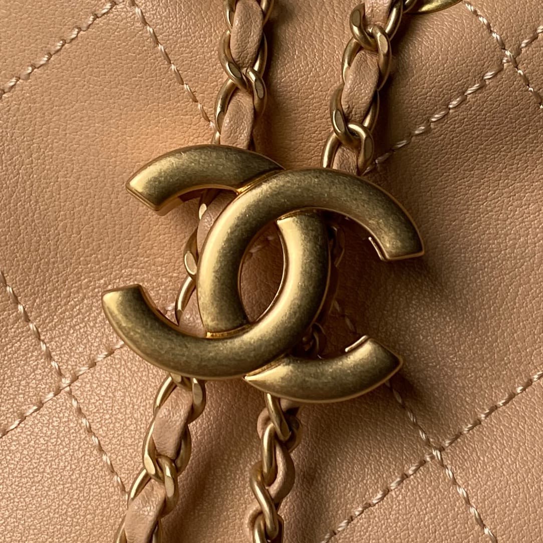 Chanel Hobo Handbag Calfskin & Gold-Tone Metal AS5976 Beige A