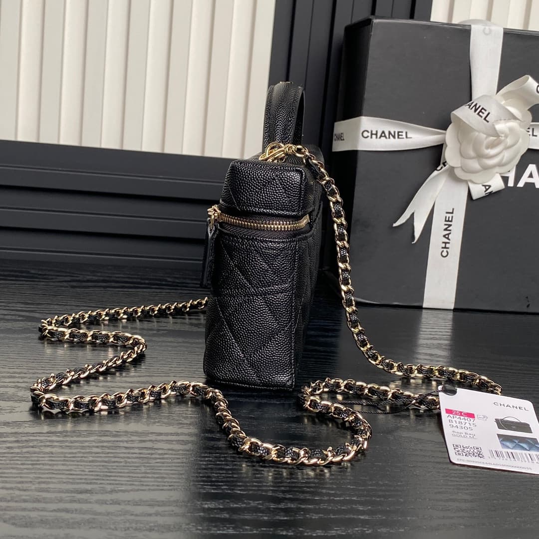 Chanel VANITY WITH CHAIN AP4407 Grained Calfskin & Gold-Tone Metal Black High