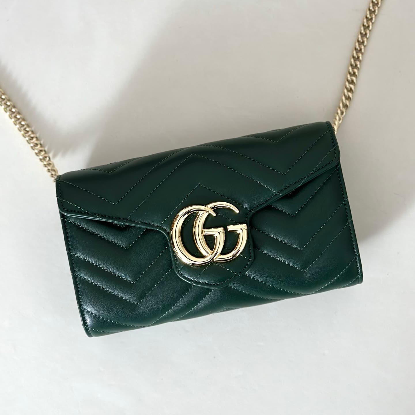 Gucci Marmont wallet on chain ‎Lambskin Drak Green 837745 High