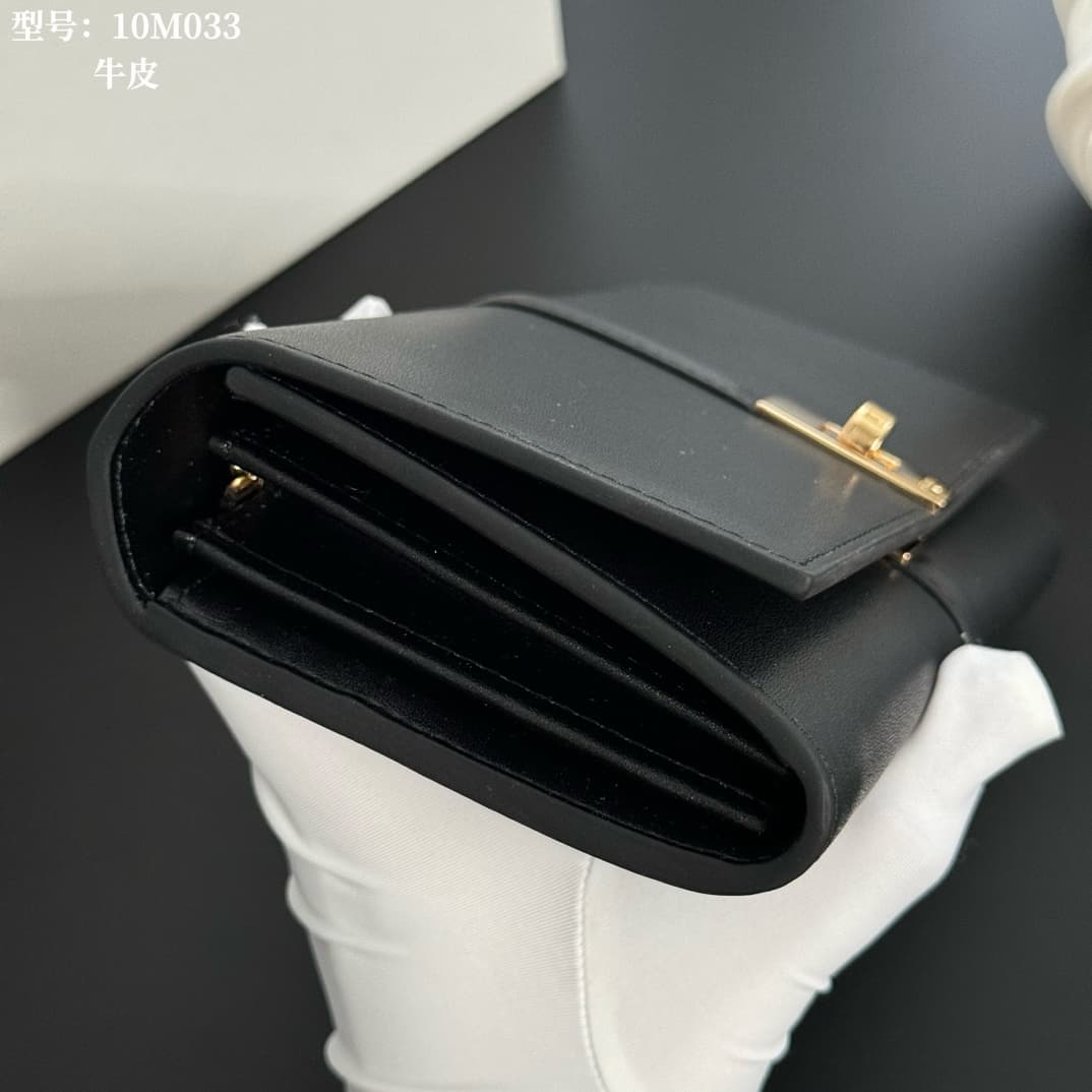 Celine Wallet 16 in black satinated calfskin leather 10M033 High