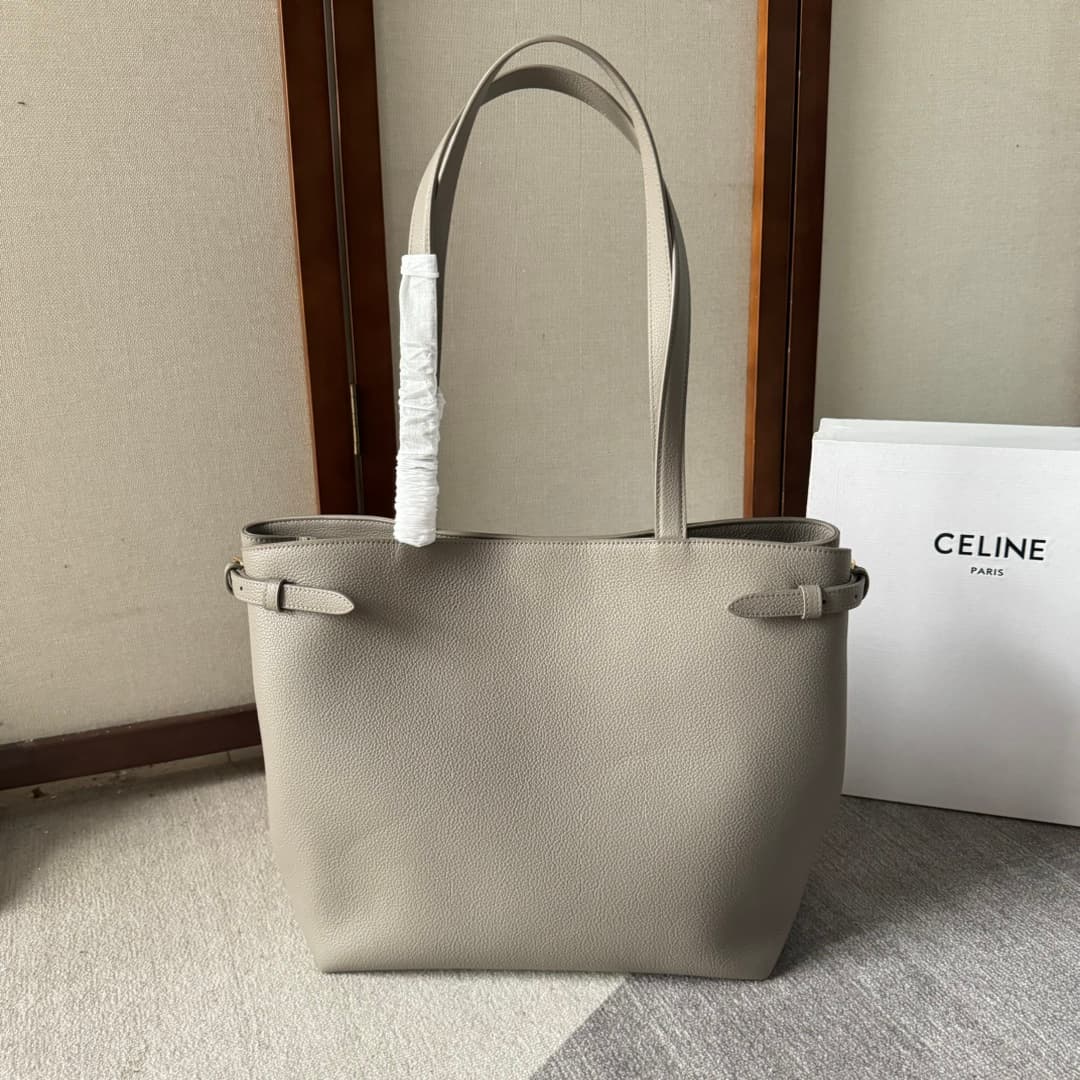 Celine Cabas Anais Tote Bag in Grey Grained Calfskin High