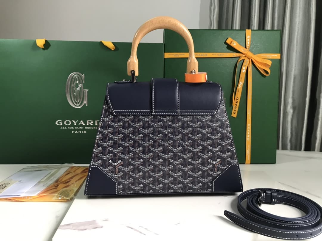 Saïgon PM Bag Goyardine Canvas & Clamecy Cowhide Navy High