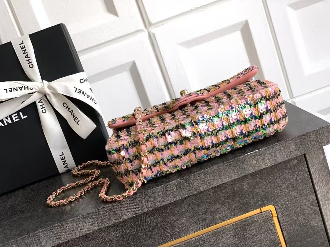 Chanel Flap Bag Sequins & Gold-Tone Metal AS4561 A
