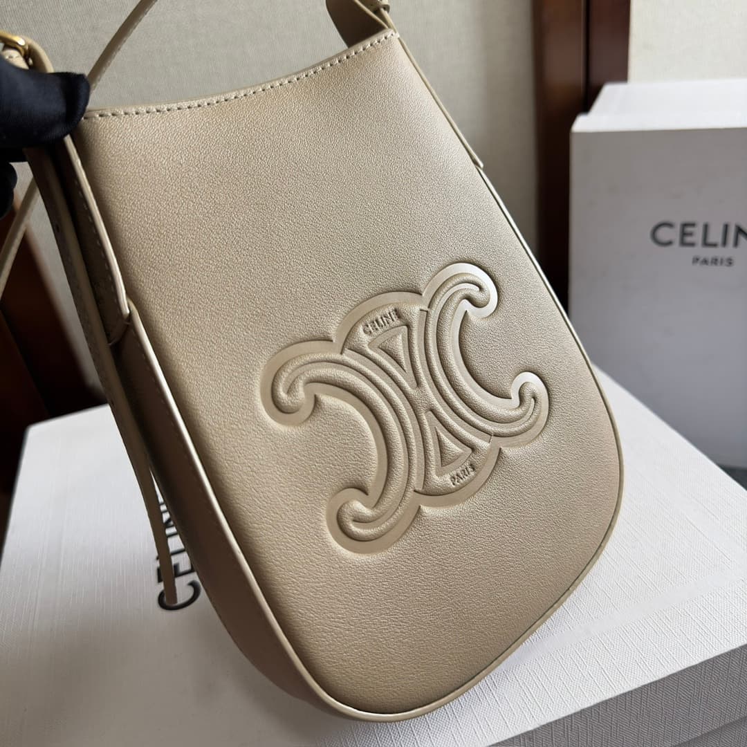 Celine Heloise Phone Pouch in Beige Supple Calfskin Leather High