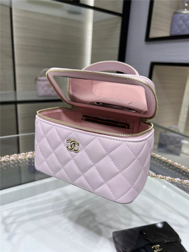 Chanel VANITY WITH CHAIN AP2199 Lambskin & Gold-Tone Metal Pink High