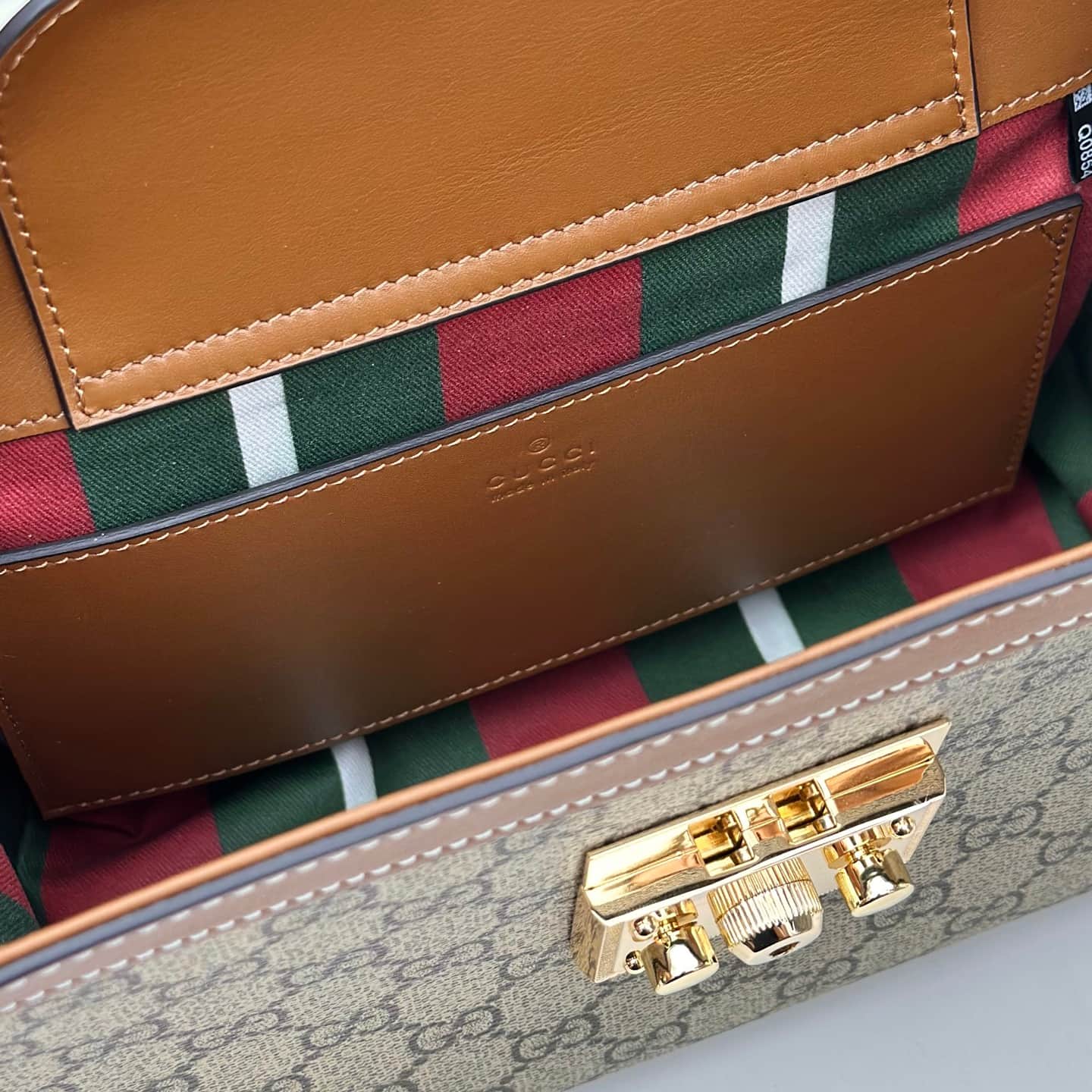 Gucci Padlock medium top handle bag beige and brown GG fabric 838992 High