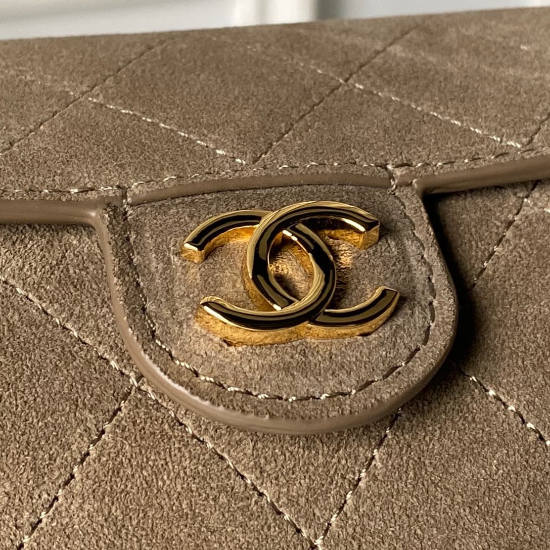 Chanel Clutch with Chain Suede & Gold-Tone Metal AP5294 Dark Beige High