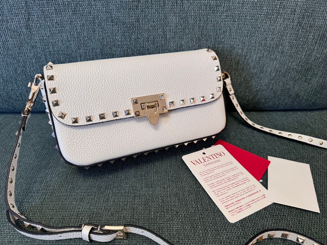 Valentino Garavani Small Rockstud Shoulder Bag White High