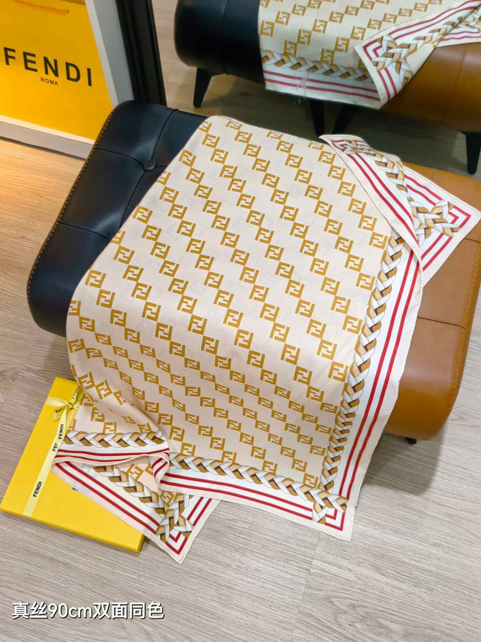Fendi FF Logo Motif Silk Scarf