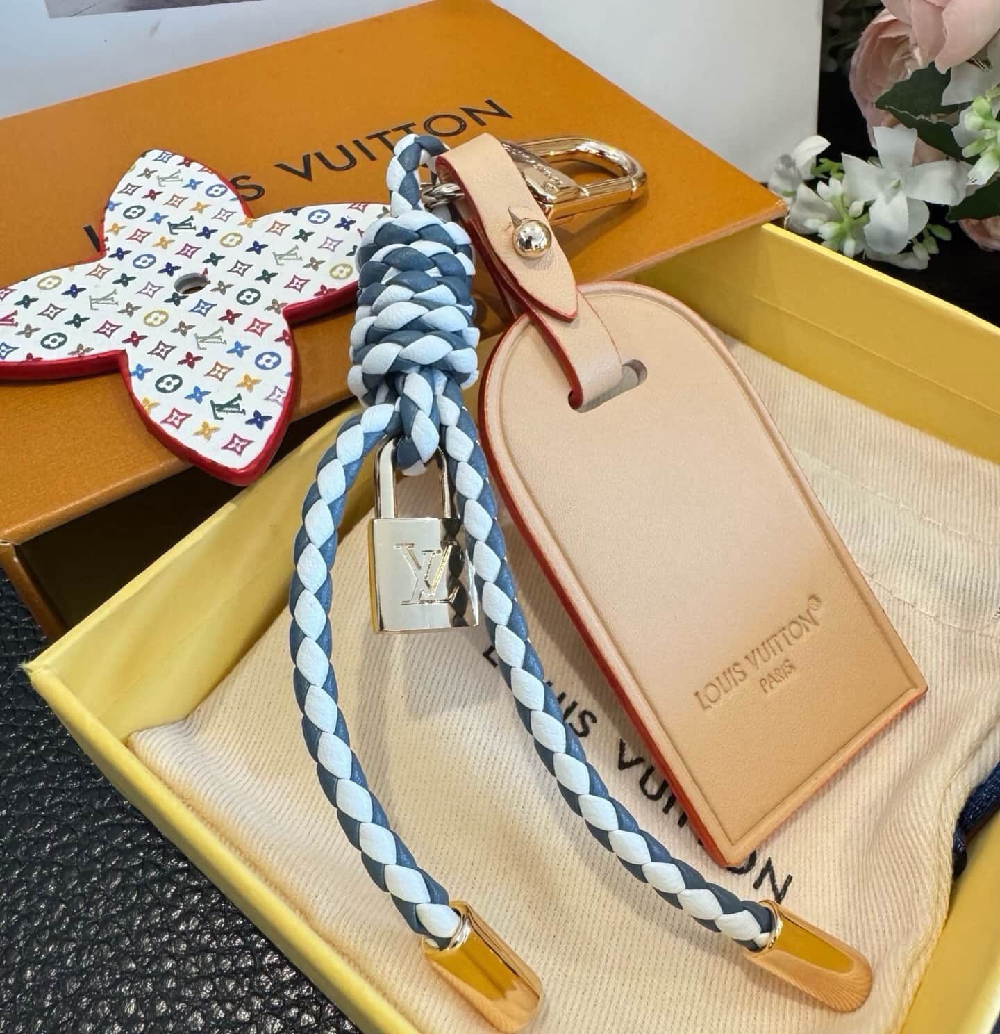 Louis Vuitton Calfskin Monogram Lock and Bloom Stacking Bag Charms