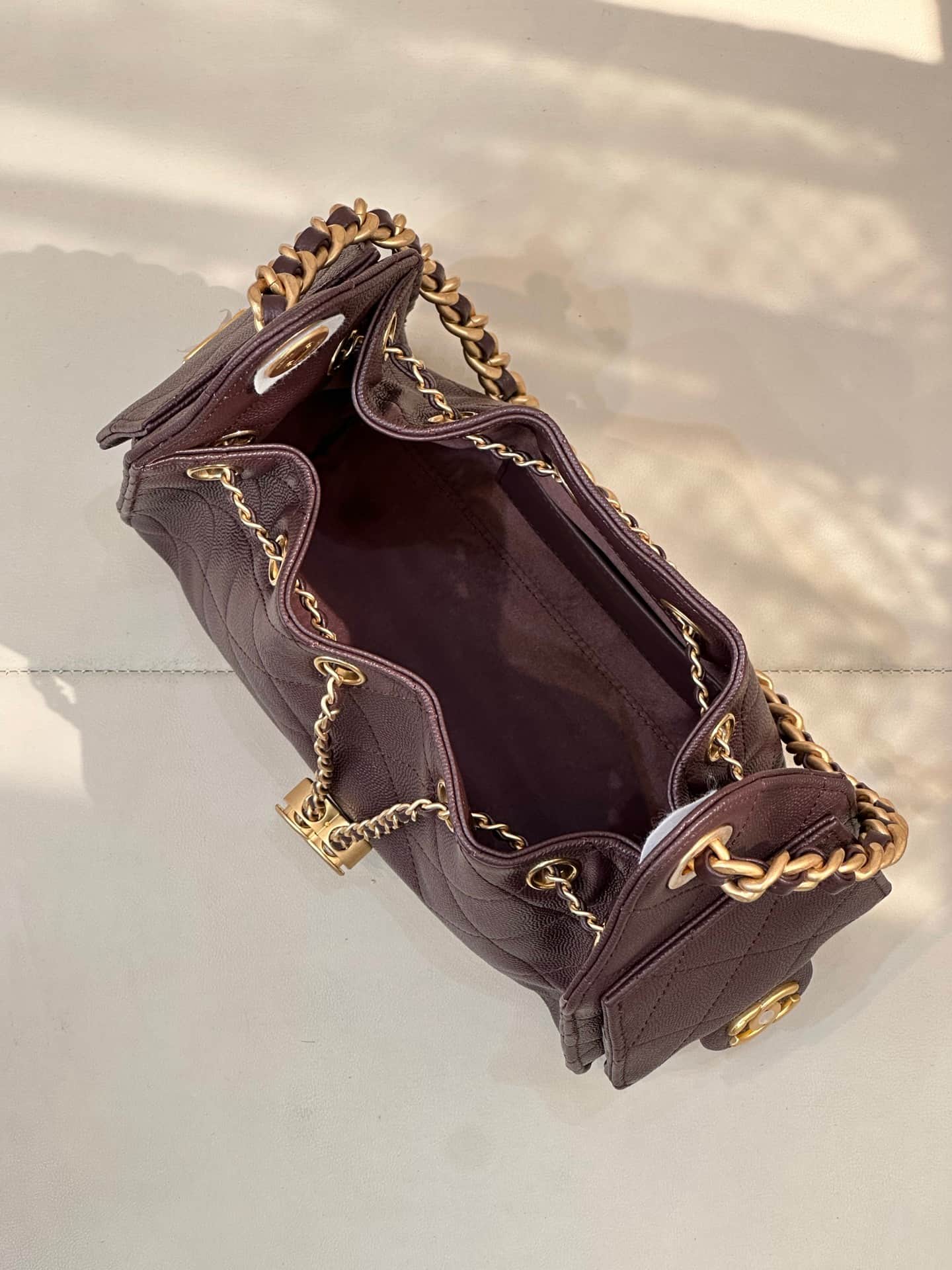CHANEL 25 Mini Handbag AS5631 Grained Calfskin & Gold-tone Metal Brown TOP