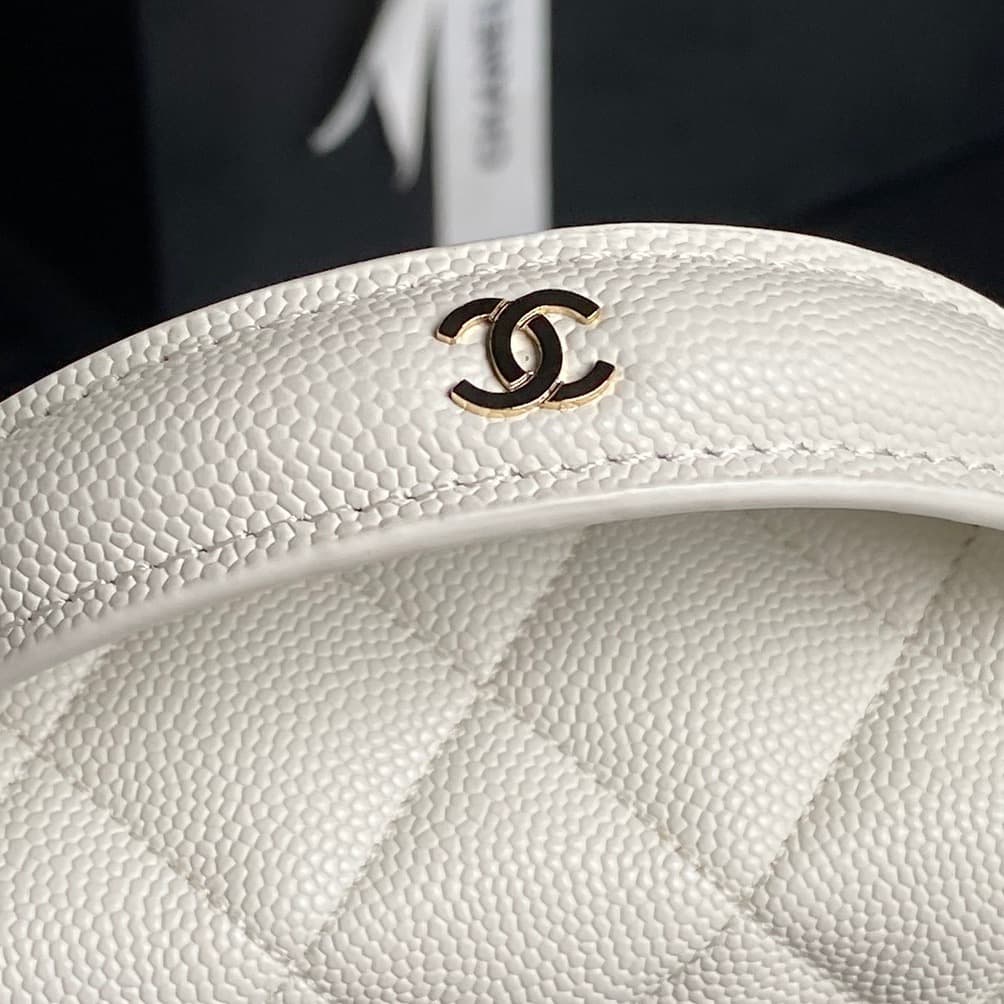 Chanel VANITY WITH CHAIN AP4407 Grained Calfskin & Gold-Tone Metal White High