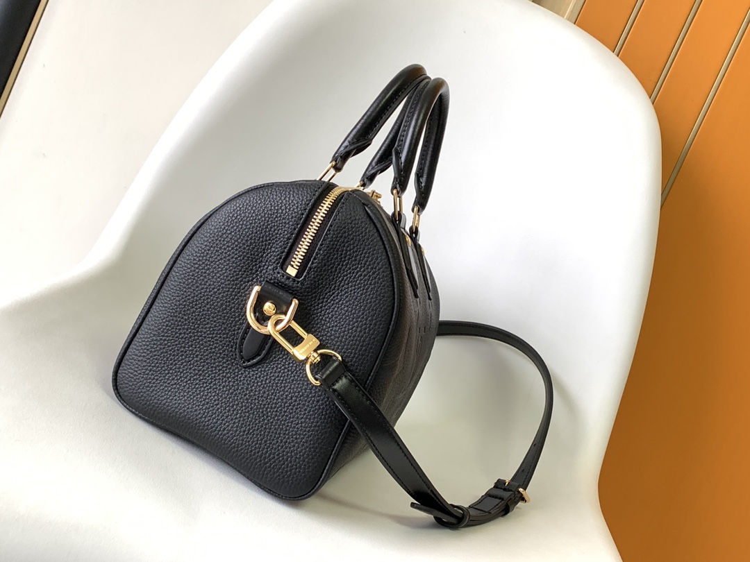 Louis Vuitton Speedy Bandoulière 25 Bag Black Embossed supple grained cowhide leather M58951 High
