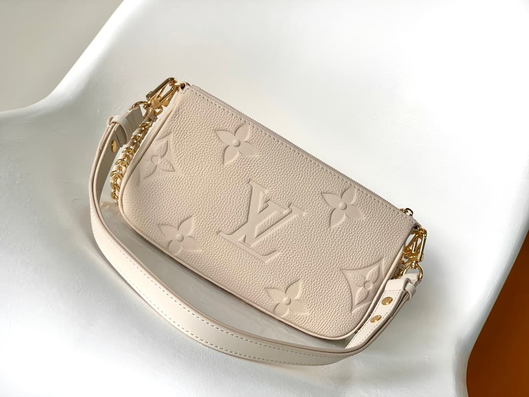 Louis Vuitton Multi Pochette Accessoires Crème Beige Monogram Empreinte Leather M46568 High