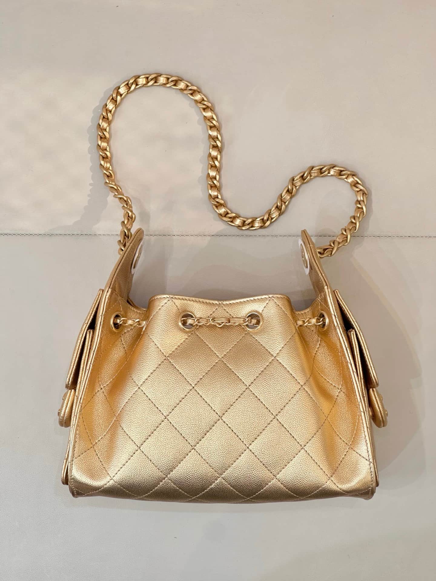 CHANEL 25 Mini Handbag AS5631 Grained Calfskin & Gold-tone Metal Gold TOP