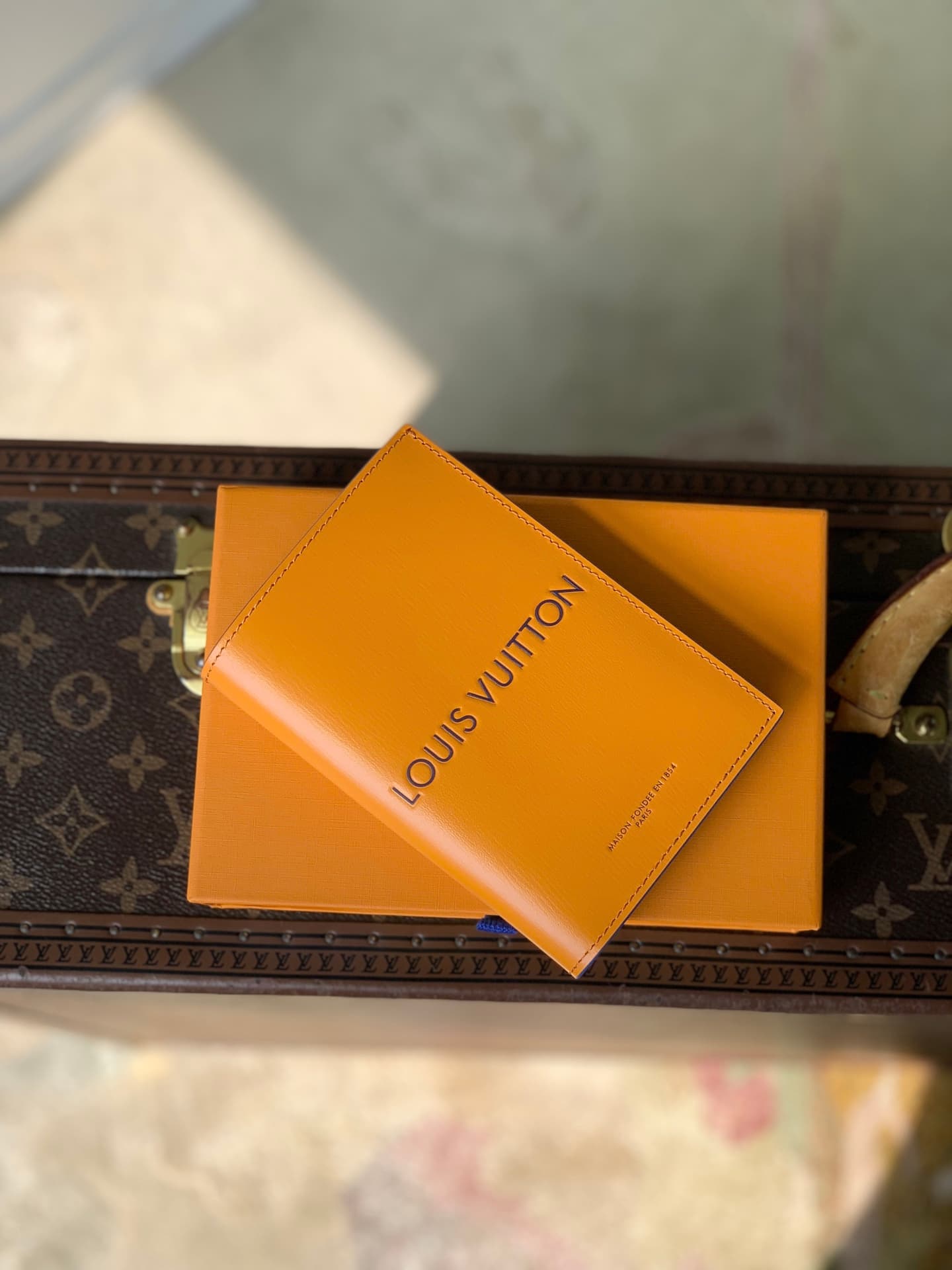 Louis Vuitton Passport Cover Saffron Calfskin leather M2A432 High