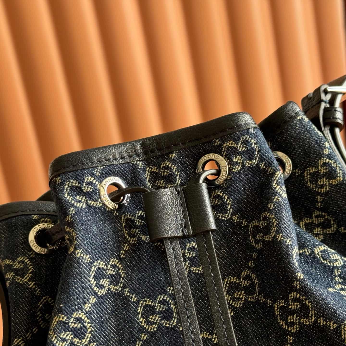 Gucci Venice small bucket bag Dark blue washed GG denim  ‎875237 High