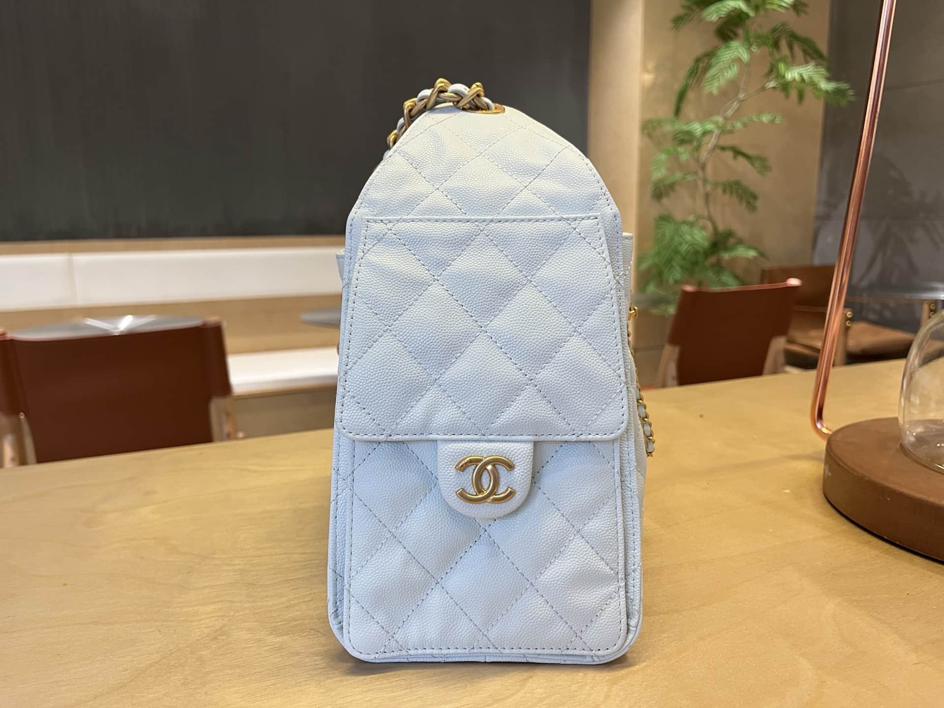 Chanel 25 Small Hobo handbag AS5293 Grained Calfskin & Gold-tone Metal Light-Blue A
