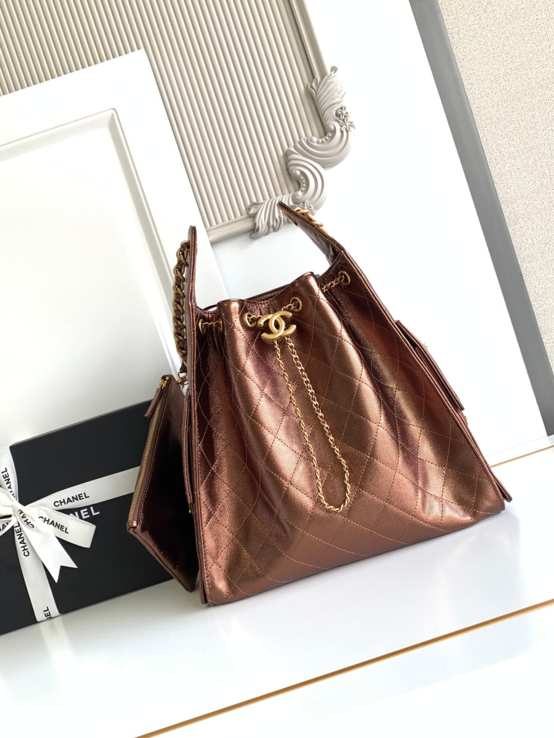 Chanel 25 Medium Hobo Medium handbag AS5311 Grained Calfskin & Gold-tone Metal Dark Gold A