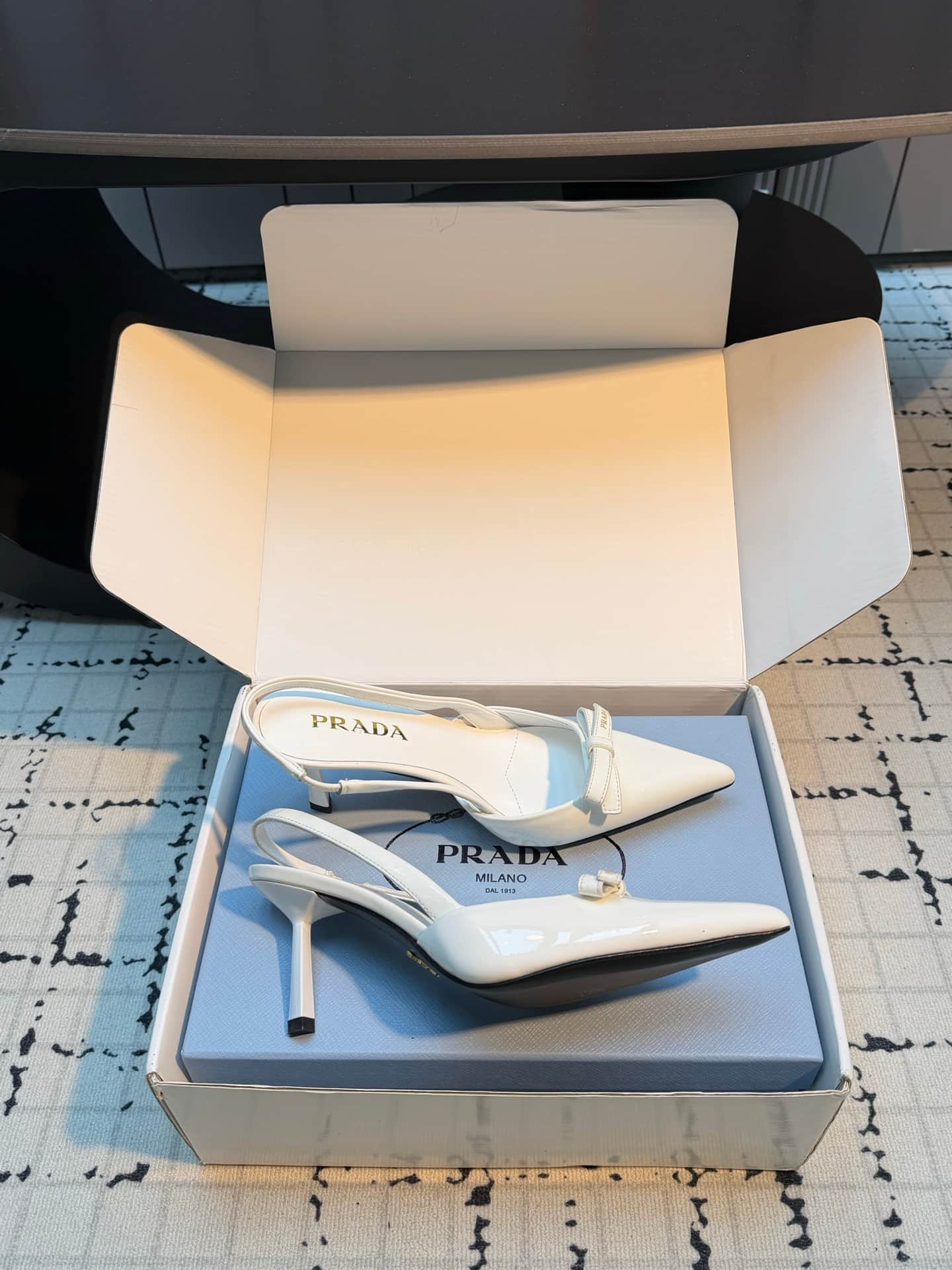 Prada Bow Pointed Toe Slingback Pumps Women