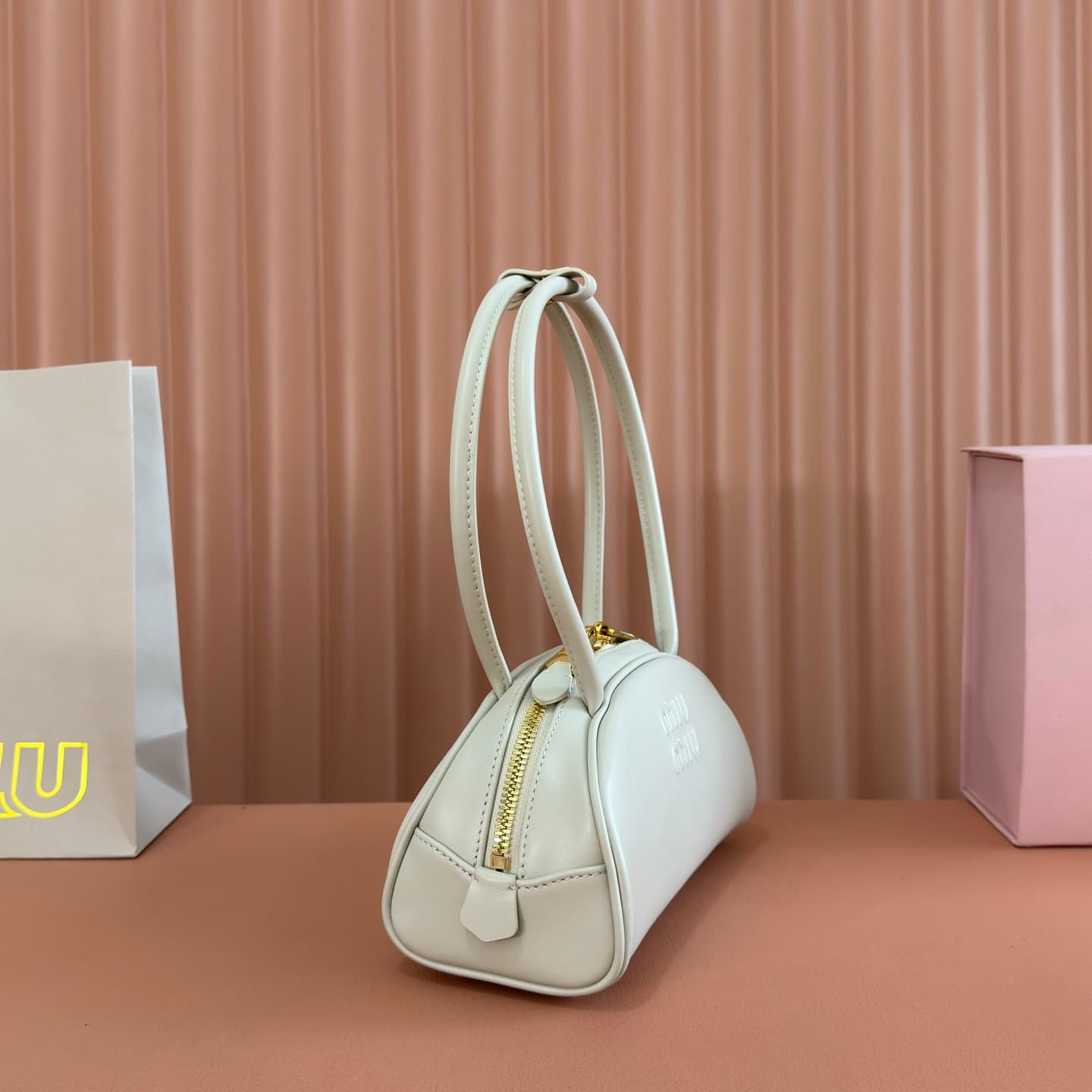 Miu Miu Chalk White Beau Leather Bag 5BB192 High