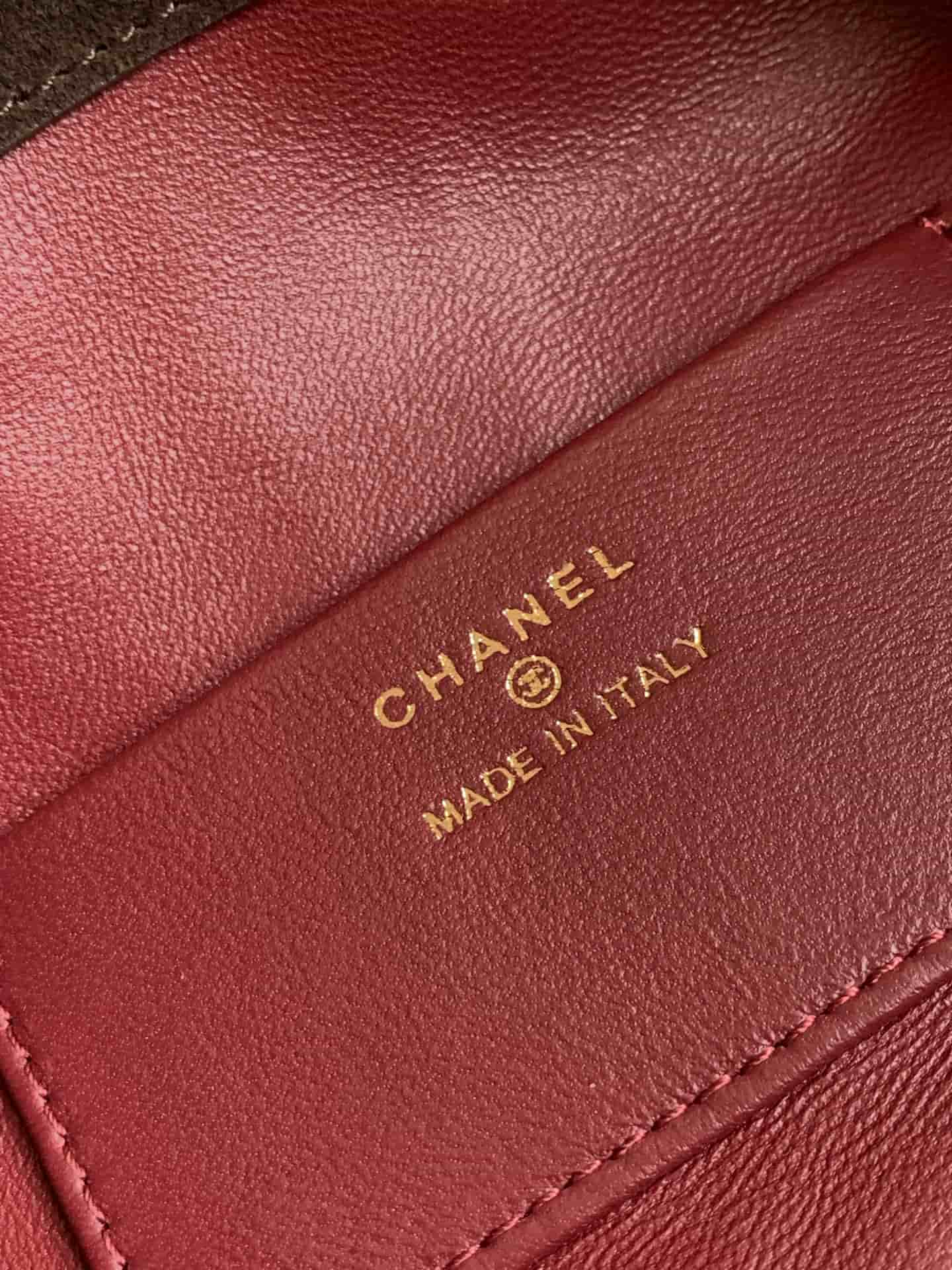 Chanel Clutch with Leather Strap Suede Calfskin & Gold-tone Metal AP5227 Brown A