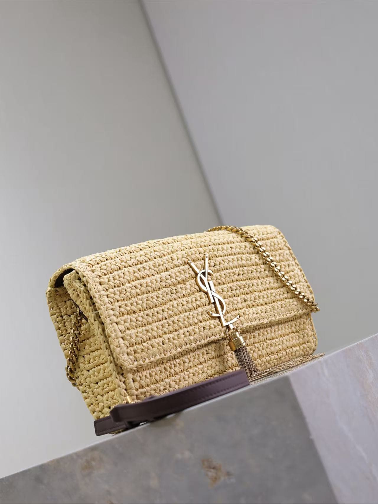 Saint Laurent Kate 99 Raffia Shoulder Bag