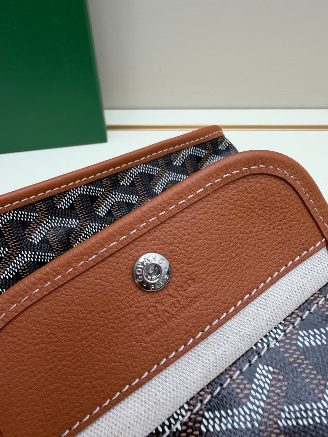Goyard Mini Anjou Tote Goyardine Canvas with White Painted Mascot Brown High