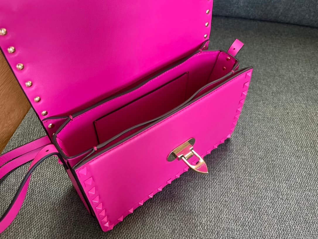 Valentino Garavani Rockstud23 Small Shoulder Bag smooth pink calfskin leather High