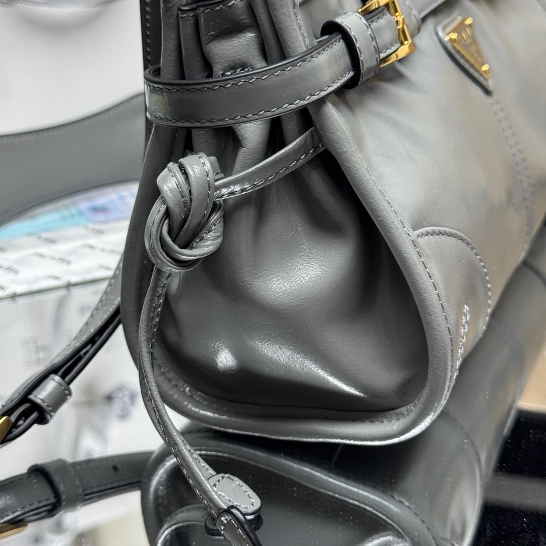 Prada Bonnie leather mini handbag Calfskin leather 1BA486 Grey High