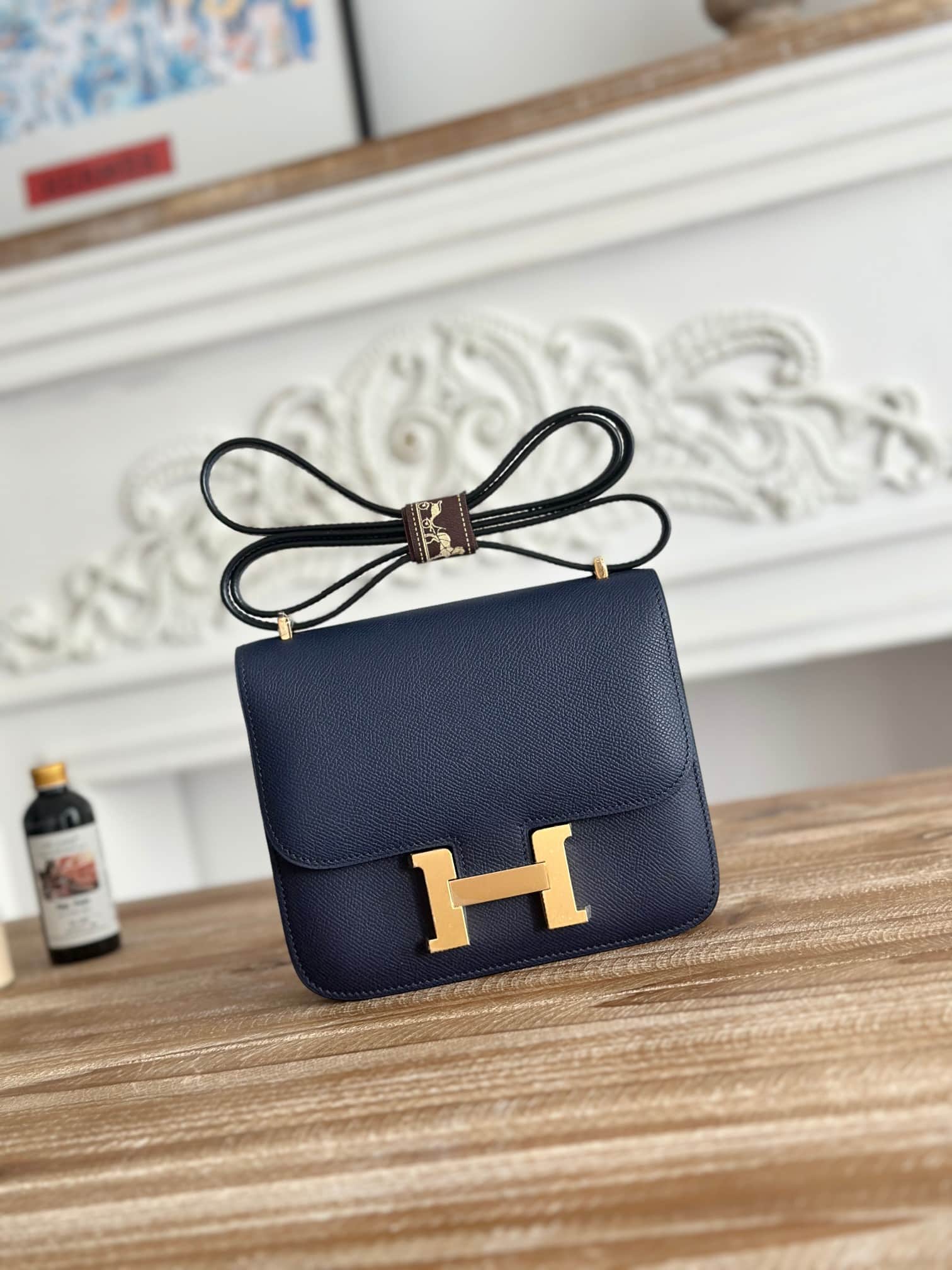 Hermes Mini Constance 18cm Epsom Bag WAX Bleu Saphir High