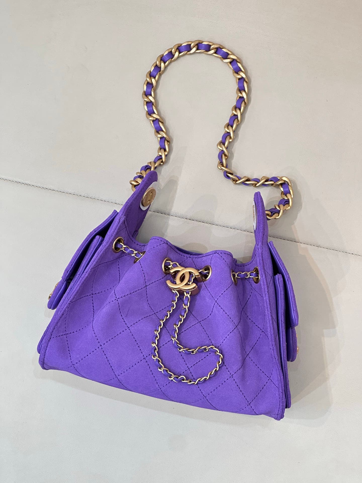 CHANEL 25 Mini Handbag AS5631 Suede &Gold-tone Metal Purple TOP