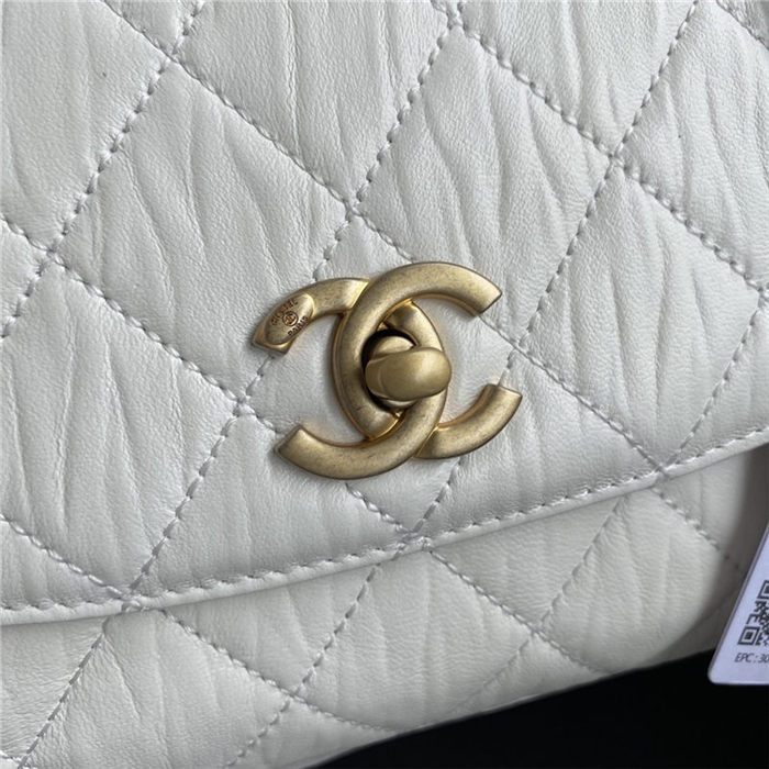 Chanel 22 SMALL HANDBAG Shiny Calfskin & Silver-Tone Metal AS3260 Nude High